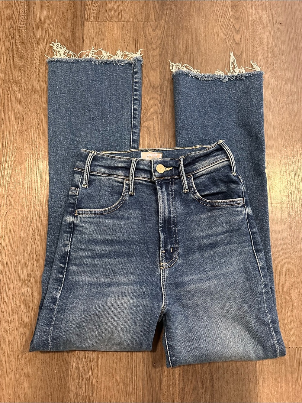 Mother denim lil hustler ankle gray bootcut jeans
